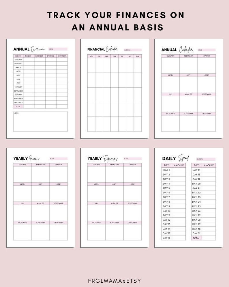 Budget Tracker Printable Set, Financial Planner Printable, Savings Tracker, Income Planner, Debt Payment. Spending Bill Money Tracker image 3