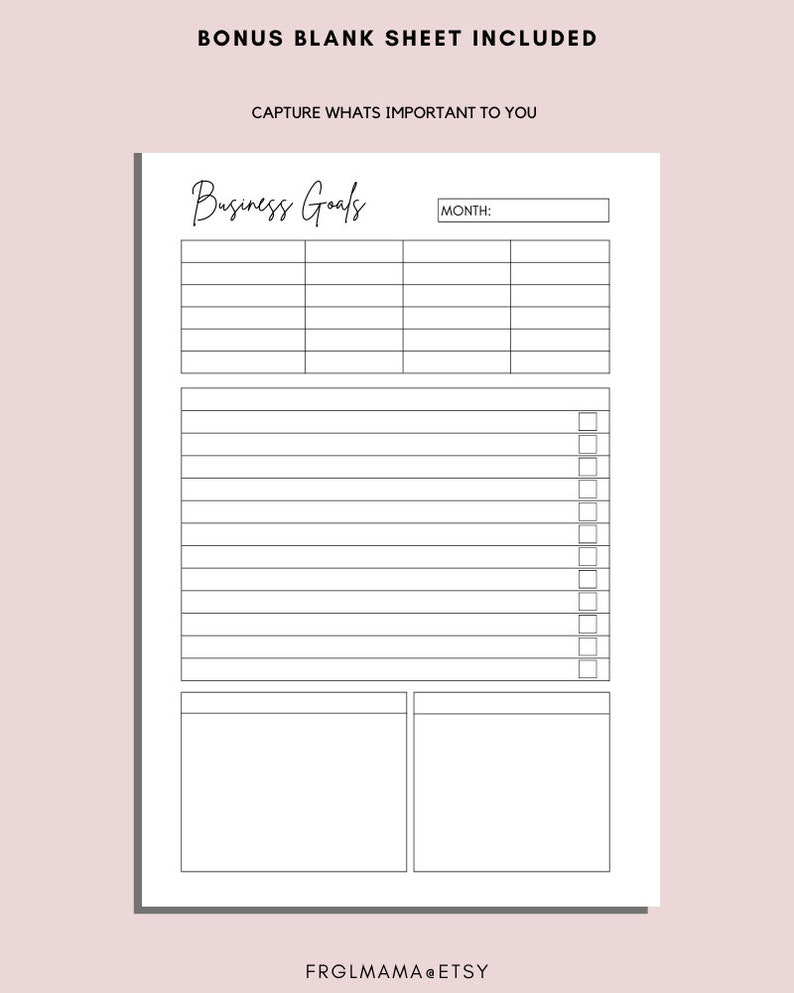 Monthly Business Goals Printable: Small Business Goal Worksheet (A4 A5 PDF) image 3