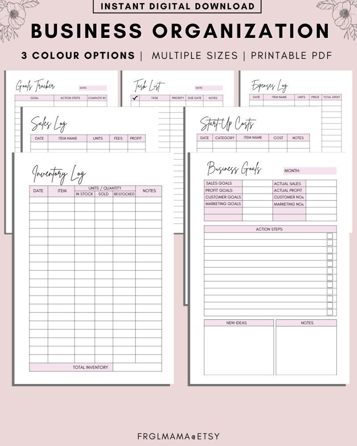 Printable Business Organization Planner and Tracker Sheets - Etsy