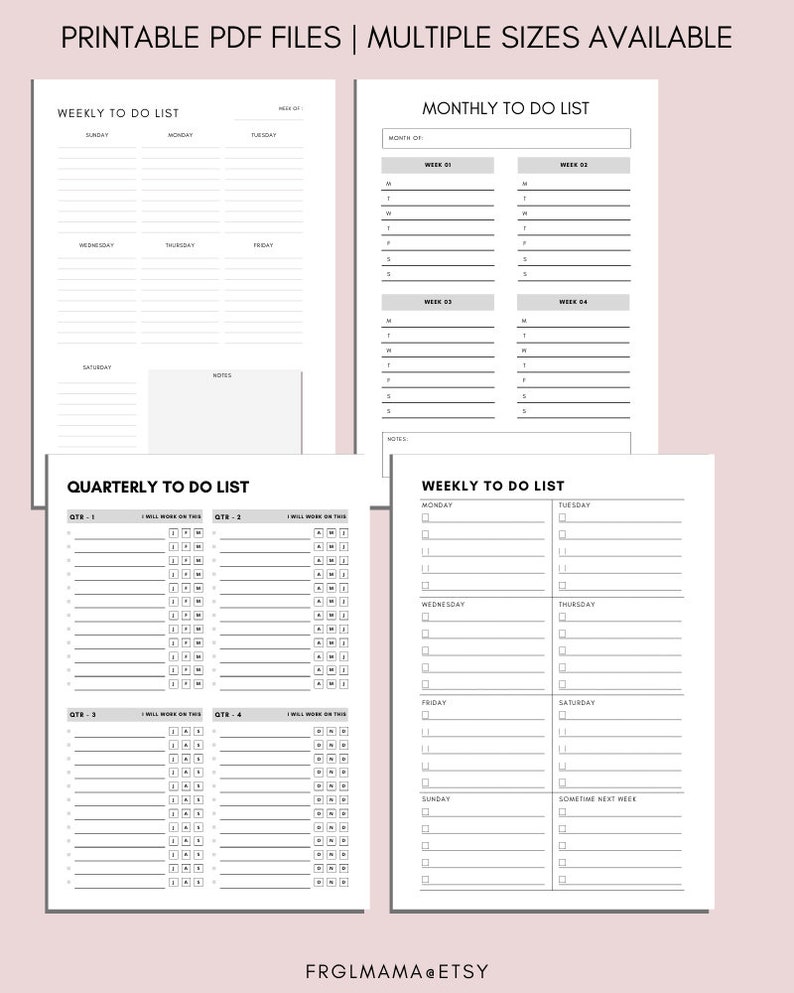 Minimalist to Do List Printable Bundle: Daily Planner (PDF) - Etsy UK