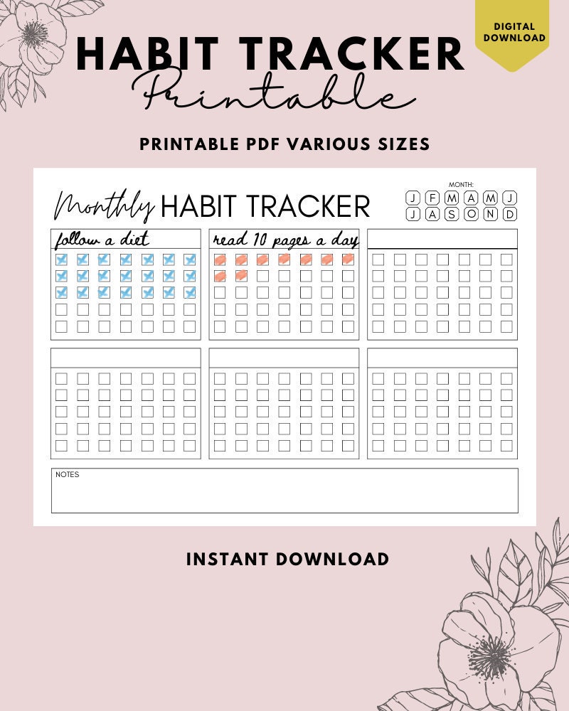 Daily Goals Habit Tracker Stamp