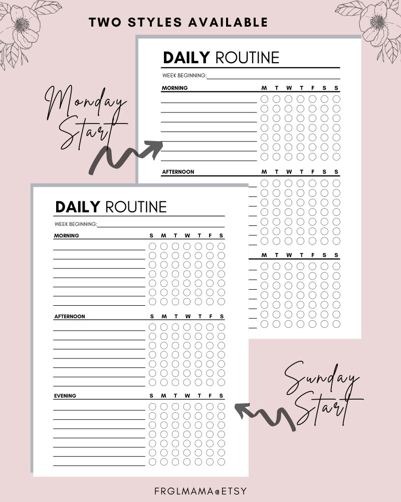 Daily Routine Tracker Printable: Habit Checklist (A4/A5 & US Letter PDF ...