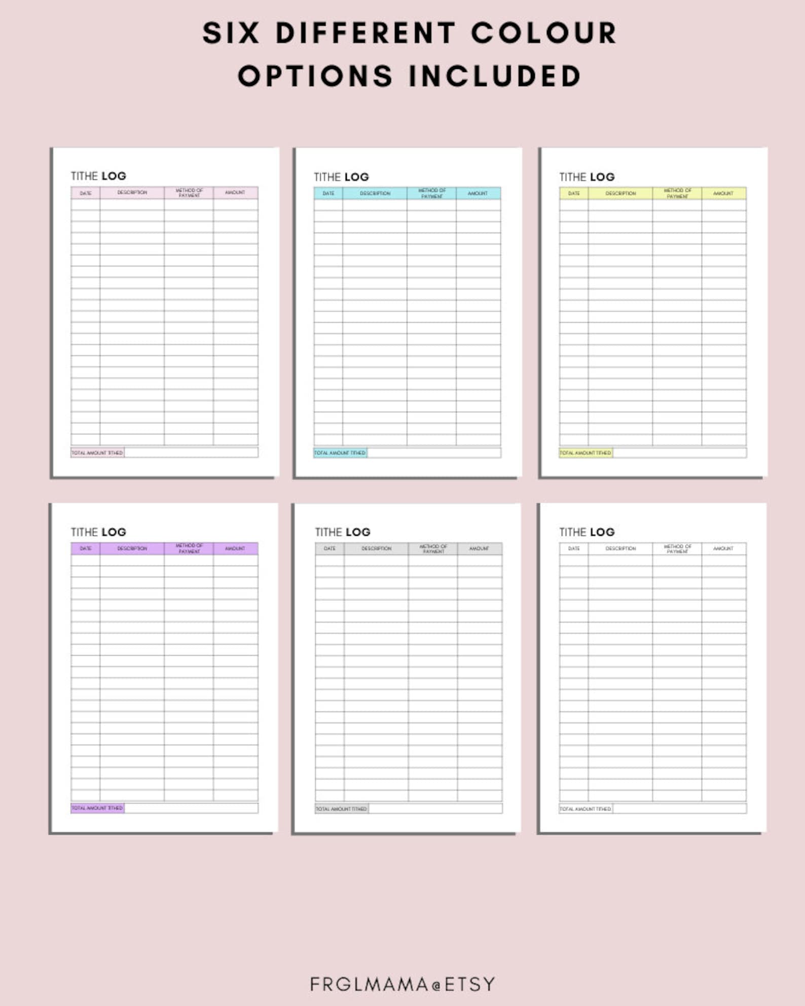 Printable Tithe Record One Page Giving Log Financial - Etsy