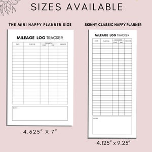 Mileage Log Printable, Happy Mini Planner Mileage Log, Vehicle Miles ...