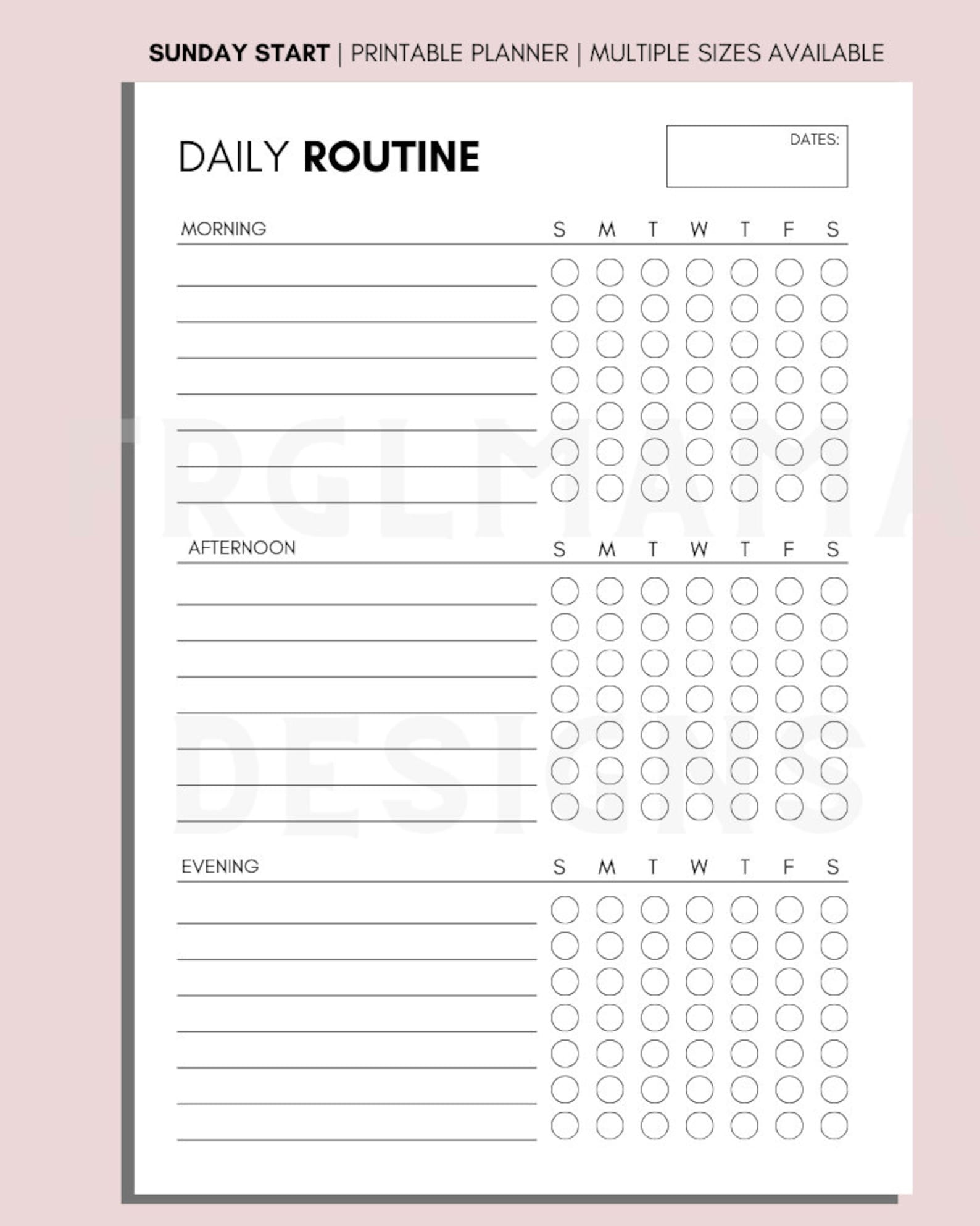 Daily Routine Planner Printable: Habit Tracker, A4/A5 & US Letter (PDF ...