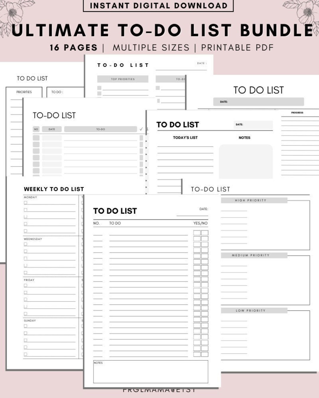 Minimalist to Do List Printable Bundle: Daily Planner (PDF) - Etsy