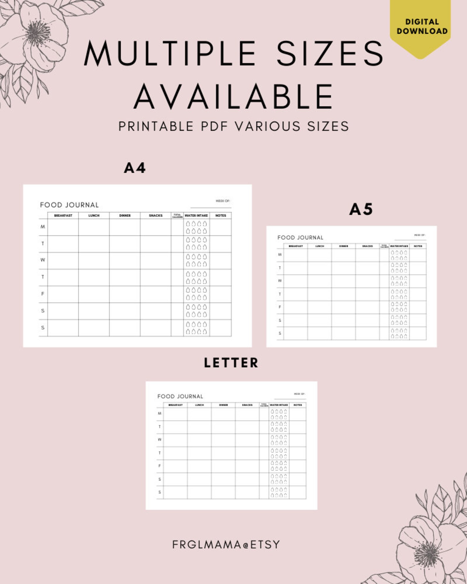 Printable Mini Food Journal