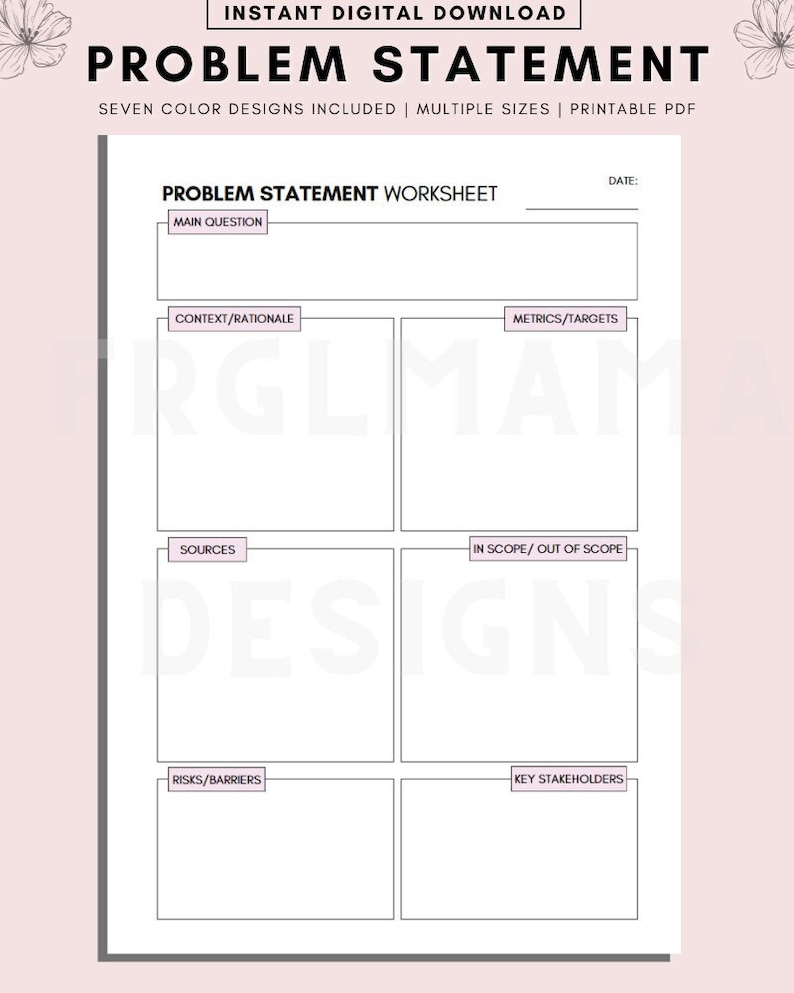 Problem Statement Worksheet: Research Paper Journal (A4, A5, Letter PDF ...
