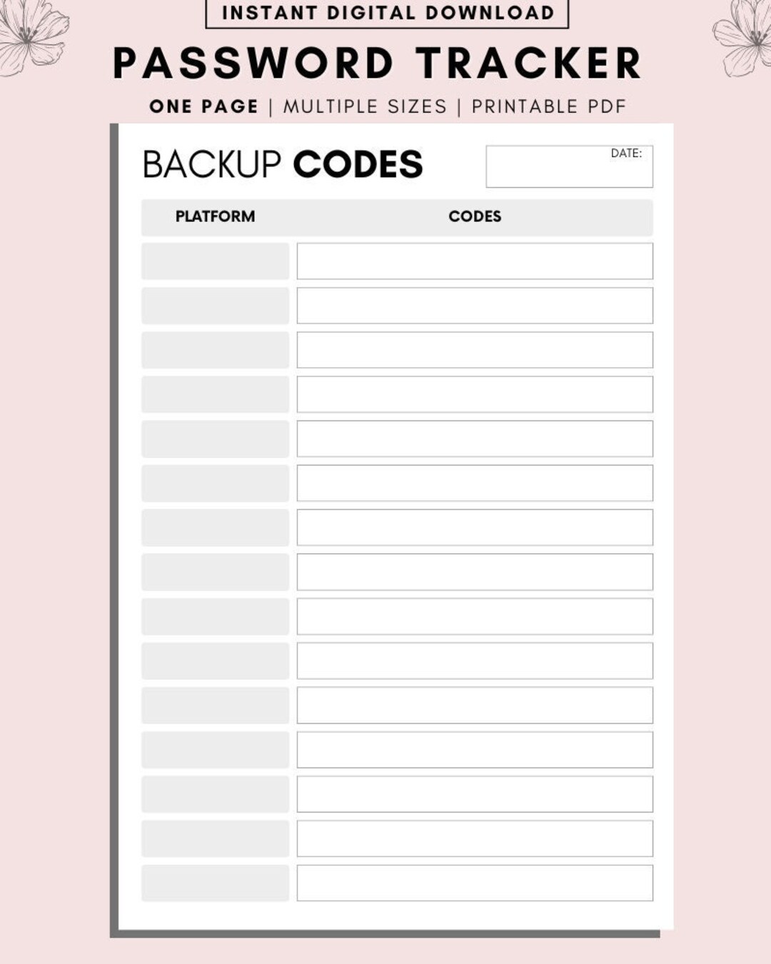 Password Tracker Printable: A4/a5/letter Sizes (instant Download PDF ...