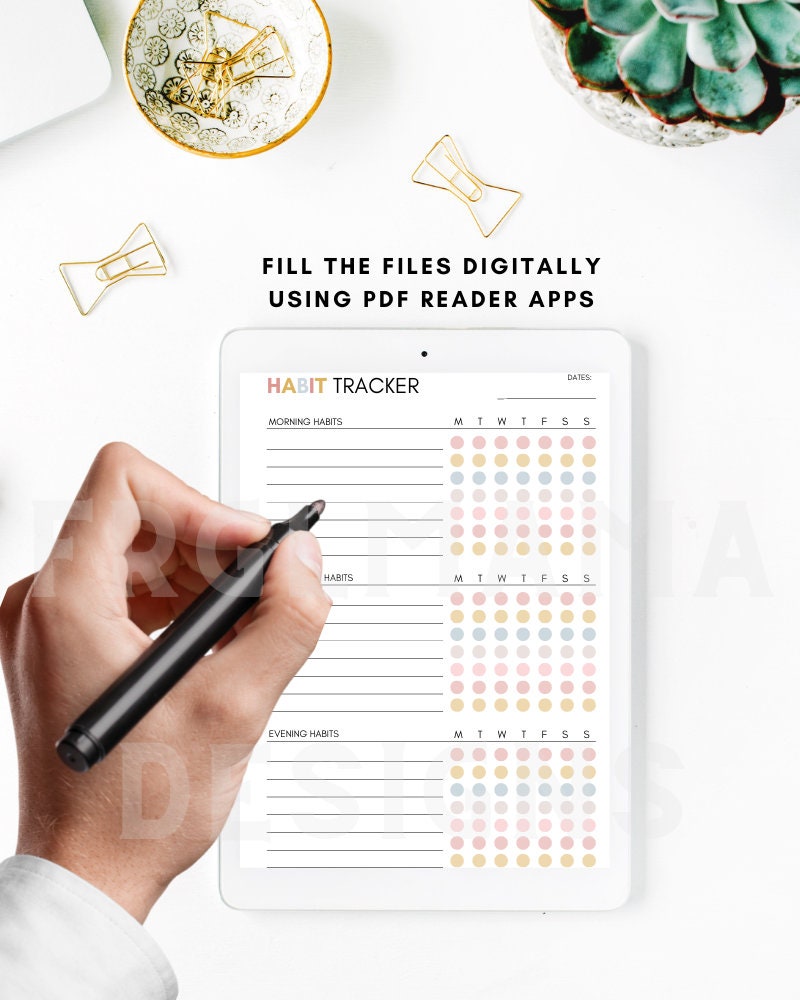Daily Habit Tracker Printable: Routine Checklist (A4/A5/US Letter PDF ...