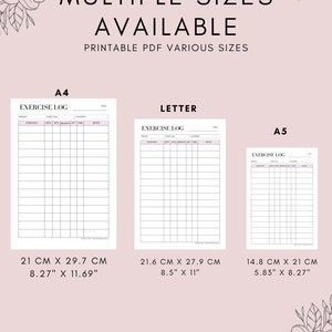 Exercise Log Printable: Gym Workout Diary, Fitness Tracker (PDF) - Etsy