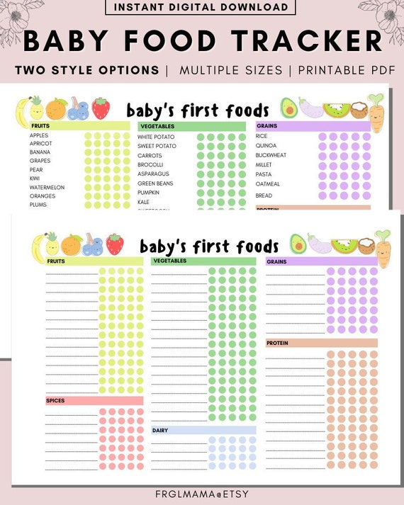 baby-food-tracker-babys-first-food-checklist-solids-etsy-uk