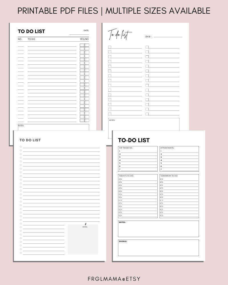 Minimalist to Do List Printable Bundle: Daily Planner (PDF) - Etsy