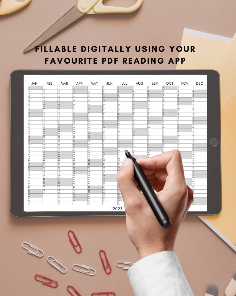 2023 Year Planner Yearly Planner on 1 Page Landscape Etsy UK