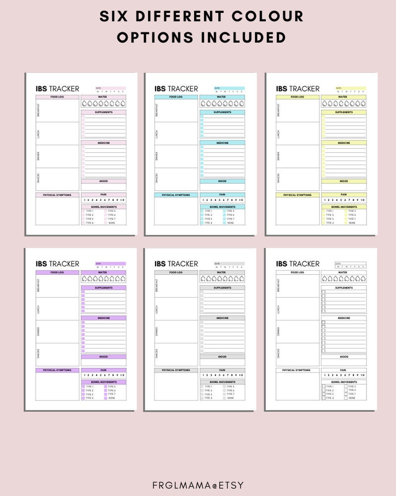 IBS Tracker Printable: Food Diary, Symptom & Medication Log (A4/A5/US ...