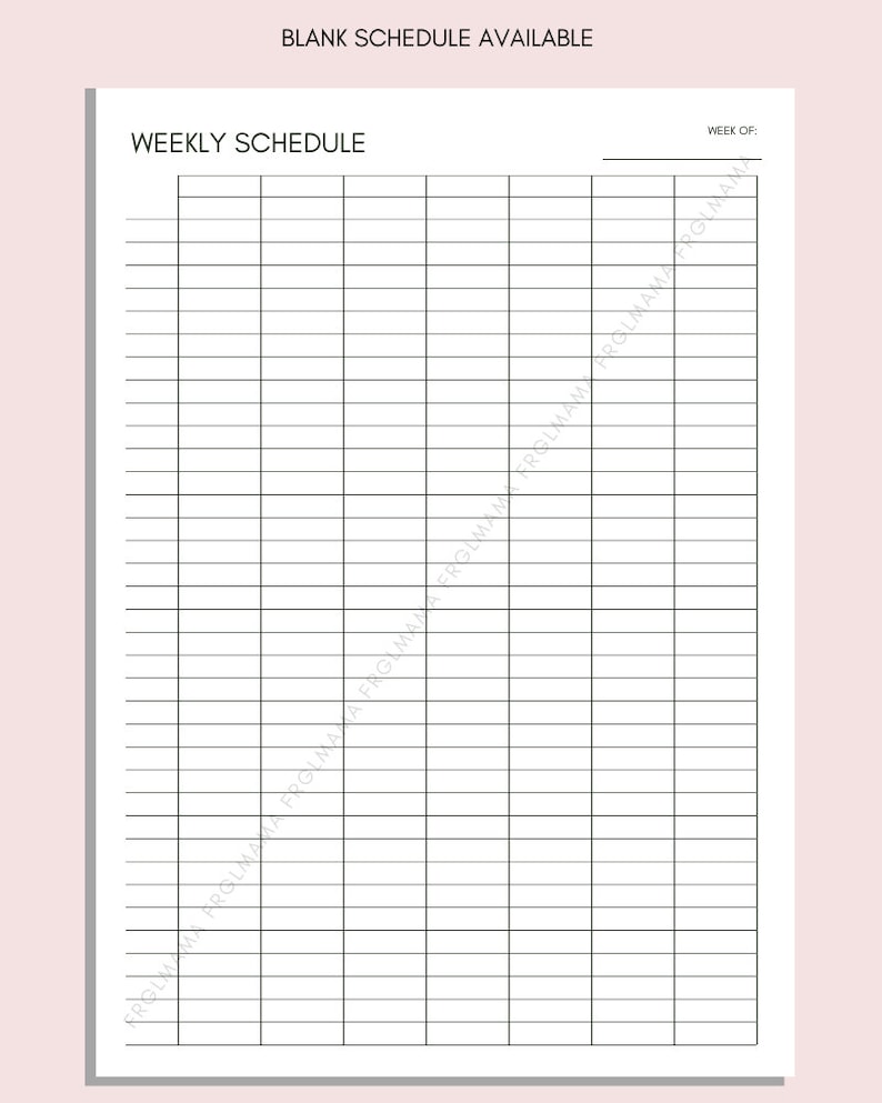Blank Schedule Planner 3 Column 4 Line Minimalist Weekly Schedule Printable, Half Hour Blocks (A4/A5/US Letter ...