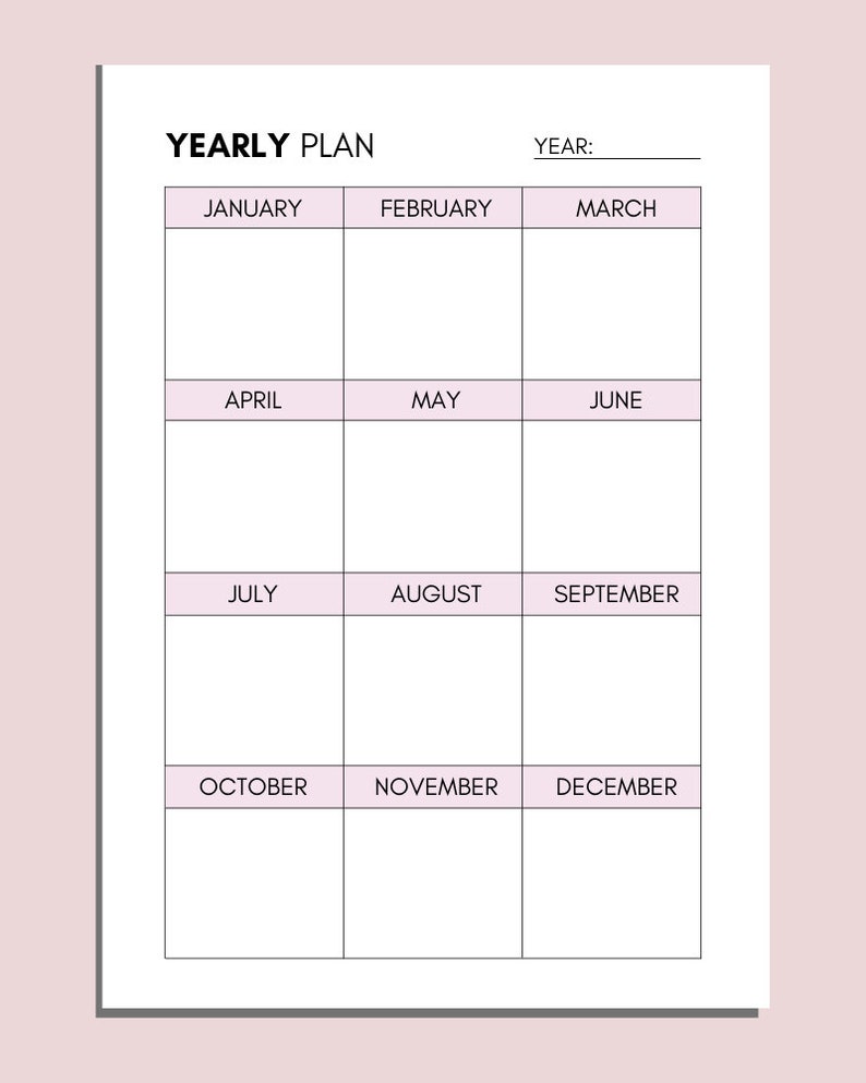 Yearly Planner: Quarterly Goals, Printable Productivity Planner (A4 A5 ...
