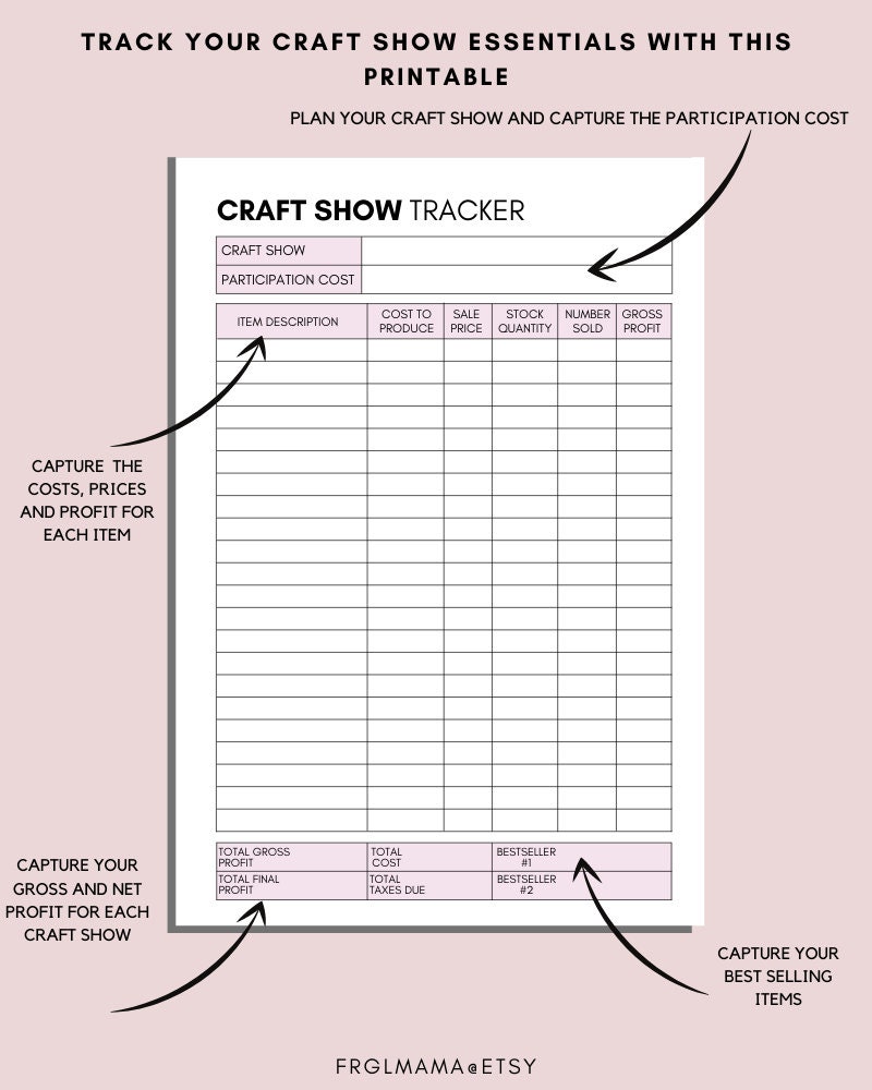Craft Show Tracker Printable Craft Fair Planners Business | Etsy