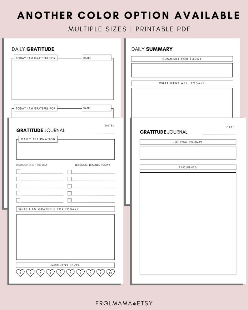 Daily Gratitude Journal Printable: A4 A5 Letter PDF (digital Download ...