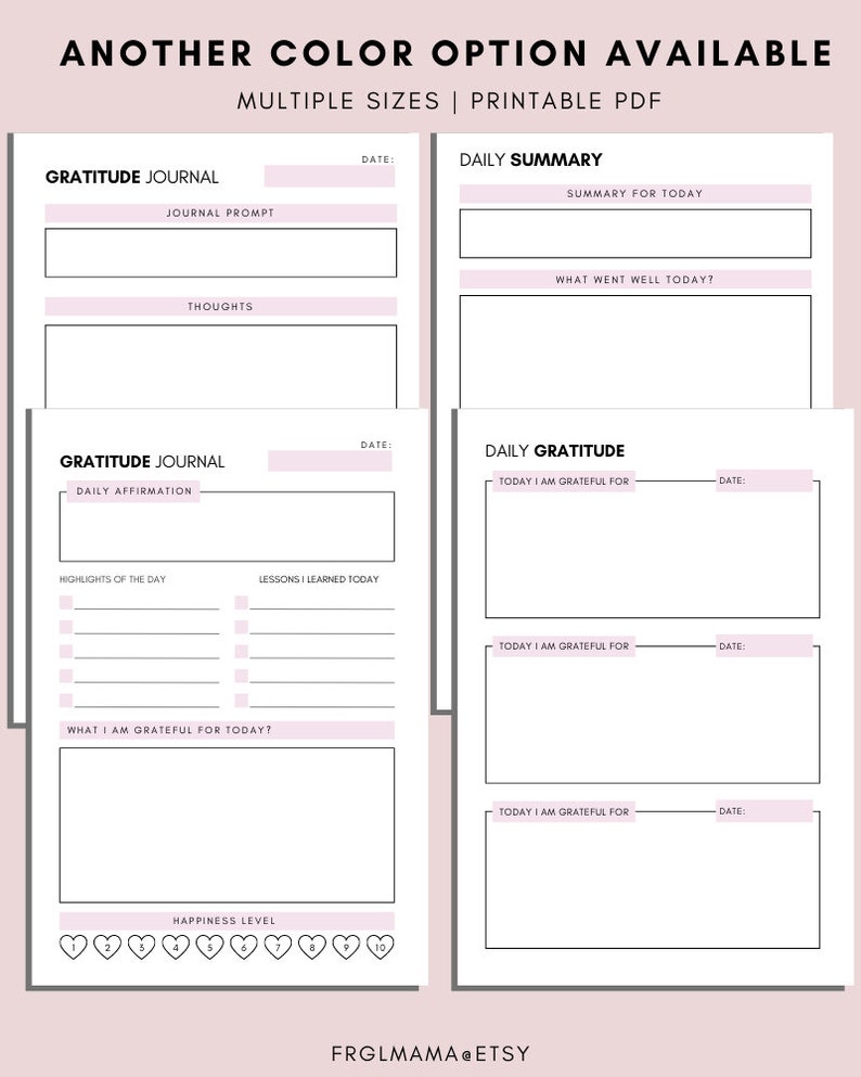 Daily Gratitude Journal Printable: A4 A5 Letter PDF (digital Download ...