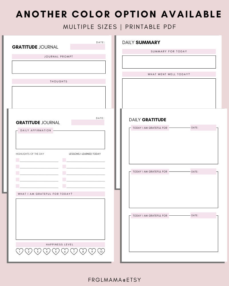 Daily Gratitude Journal Printable: A4 A5 Letter PDF (digital Download ...