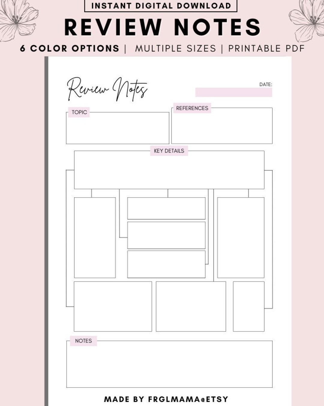 Note Writing Template, Printable Lecture Notes, Re-writing Notes Layout ...
