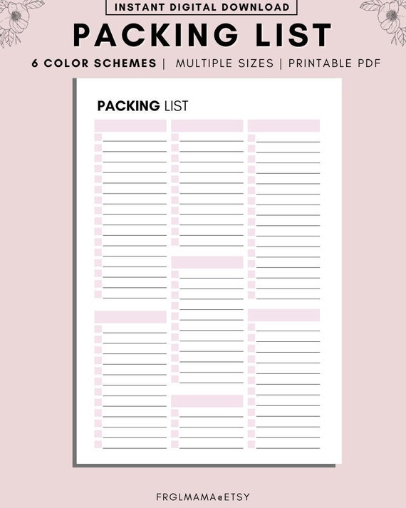 Free Road Trip Packing List Printable - Road Trip Checklist PDF