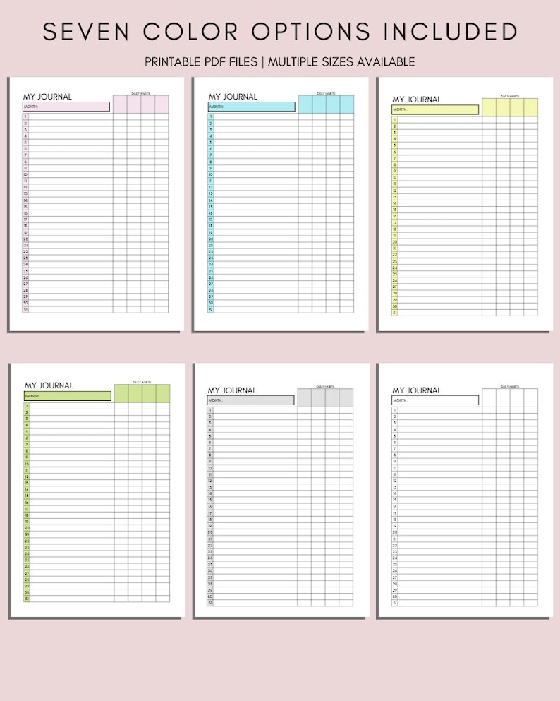 Fillable Daily Journal Printable: Habit Tracker, Mood Diary (PDF ...