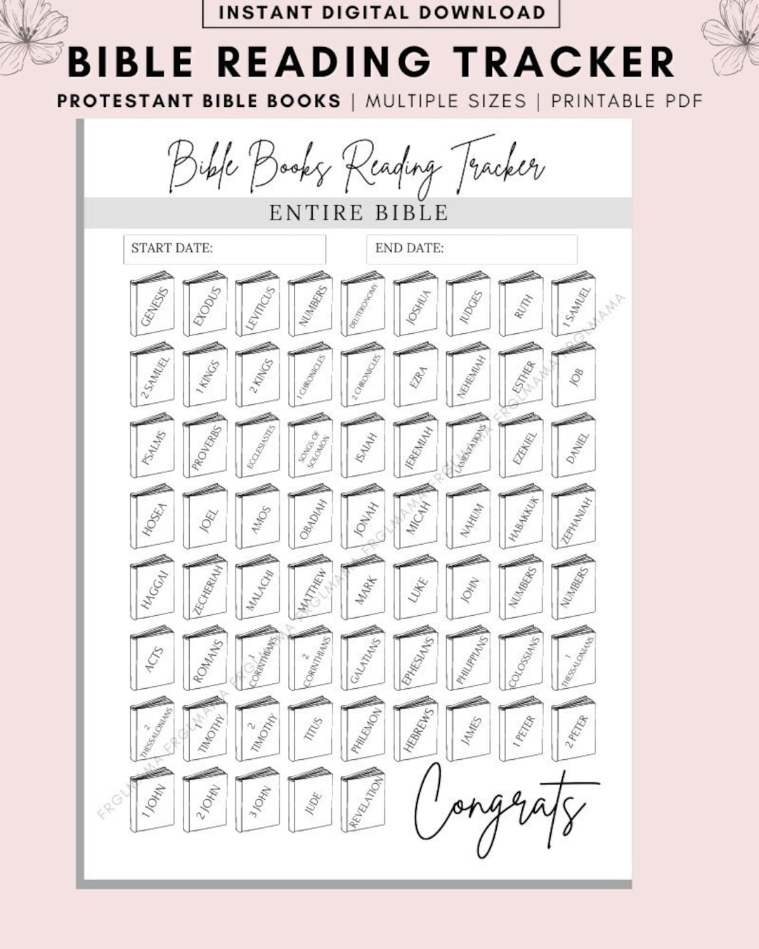 Bible Book Tracker Printable, Bible Reading Tracker, Bible Reading Plan ...