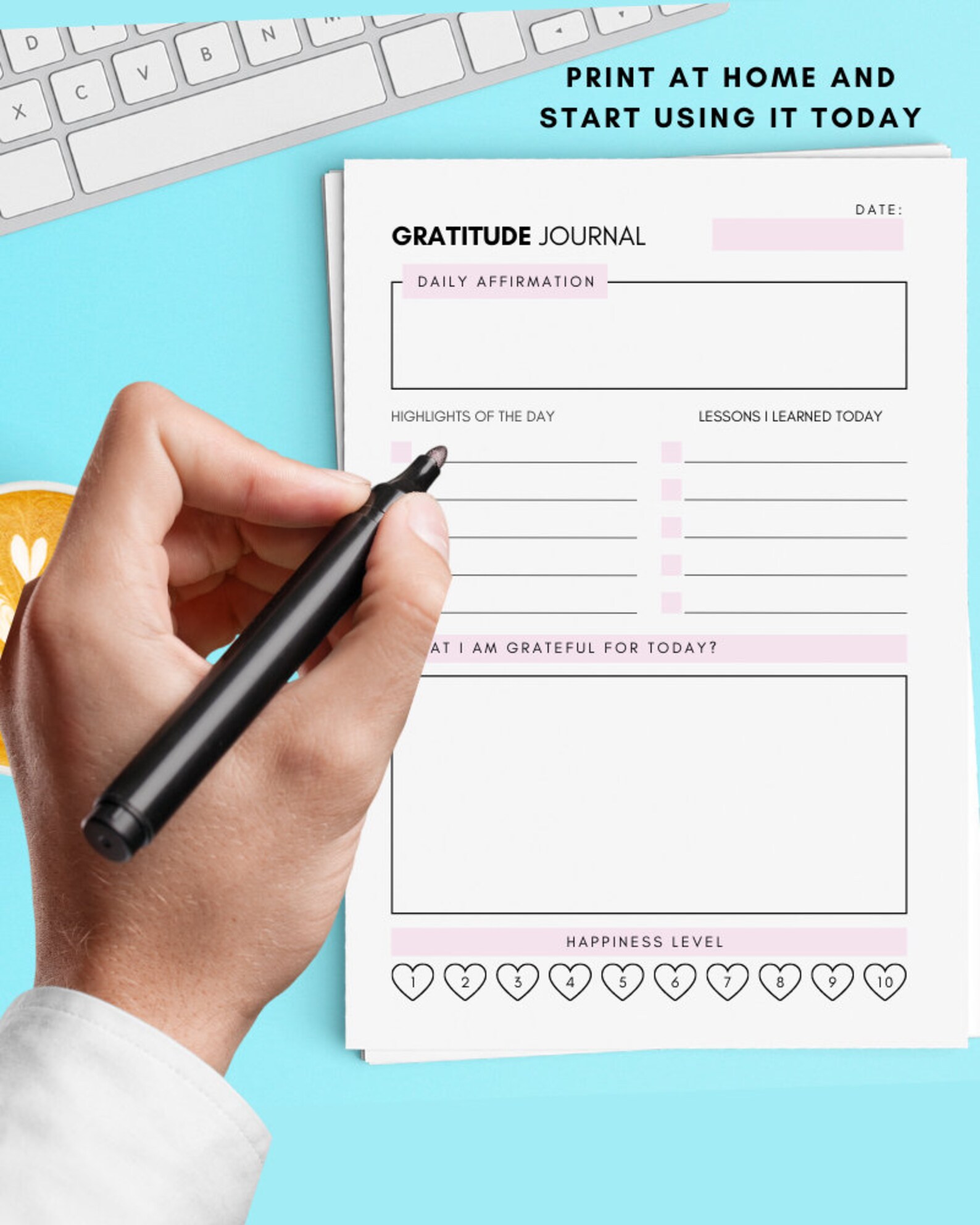 Daily Gratitude Journal Printable: A4 A5 Letter PDF (digital Download ...