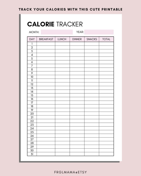Printable Calorie Counter Worksheet  Calorie counting chart, Calorie  chart, Food calorie chart