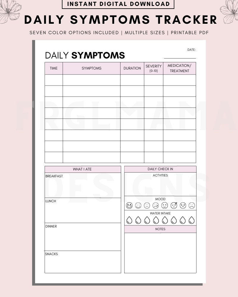 Daily Symptom Tracker Printable: Wellness Journal (Digital Download)