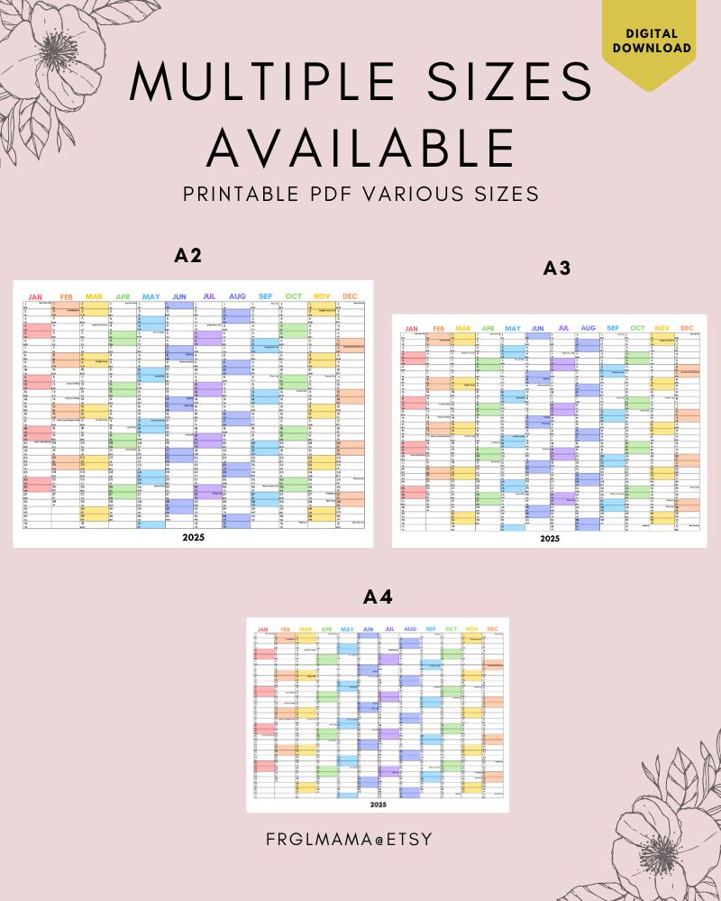 2025 Year Planner: Minimalist Calendar Printable (A3, A4, A5) (PDF) - Etsy
