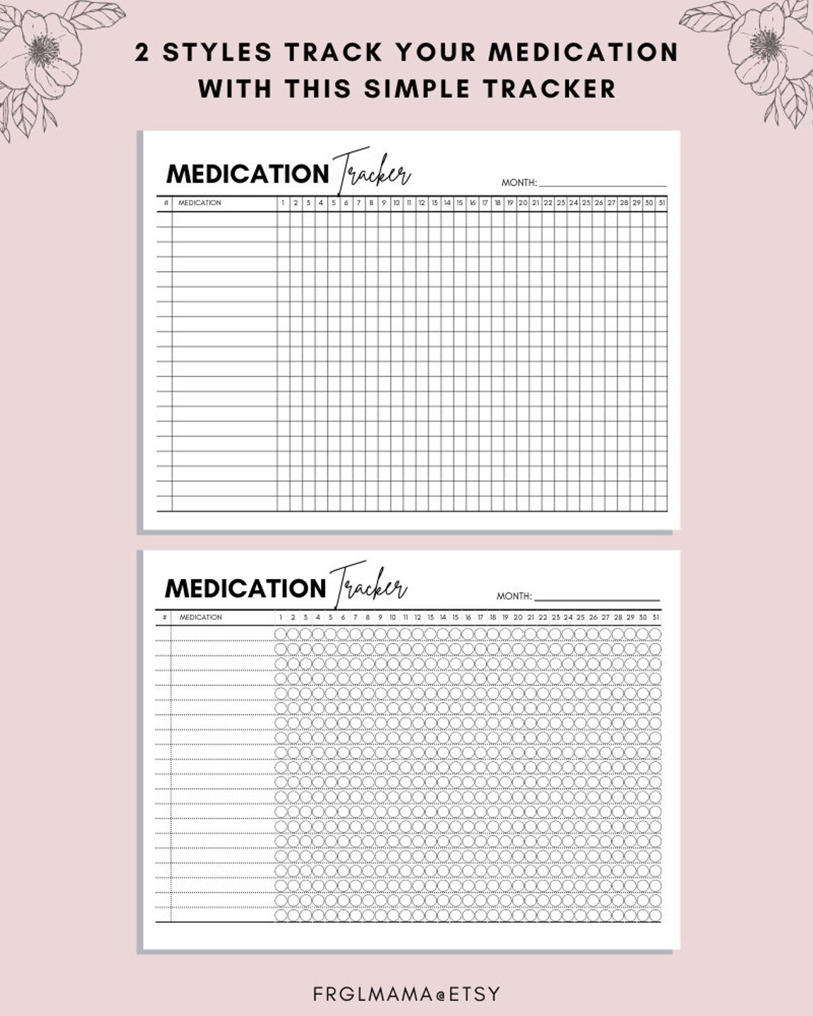 Monthly Medication Tracker Printable Med Tracker Chart - Etsy