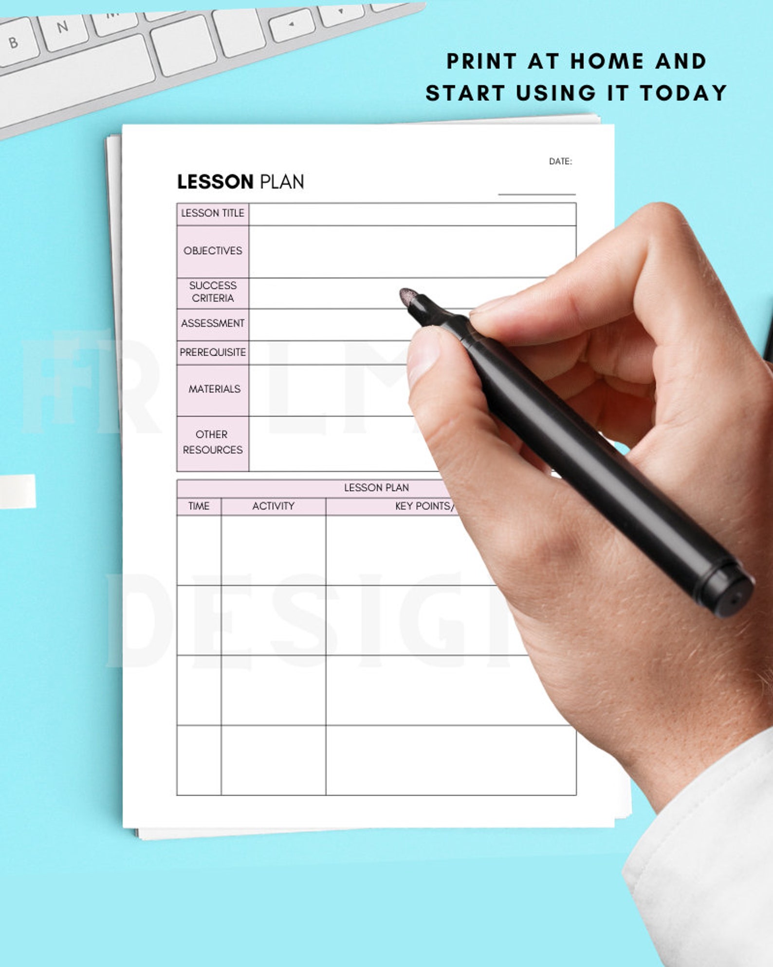 One Page Lesson Plan Template: Printable Teacher Planner (PDF Download ...