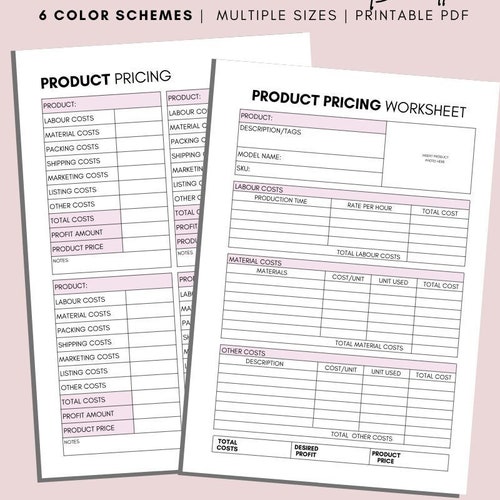 Product Pricing Printable Item Pricing Small Business Etsy