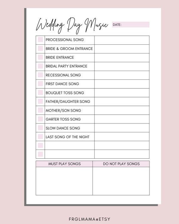 Printable Wedding Song List, Wedding Playlist, Wedding Music List, DJ Song  List, Wedding DJ Questionnaire, Wedding Processional Songs, PDF -   Sweden