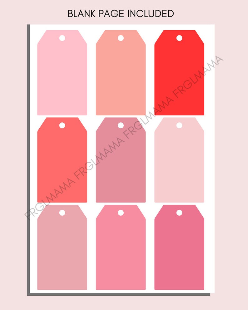 Valentines Day Gift Tags, Printable PDF, Instant Download - Etsy