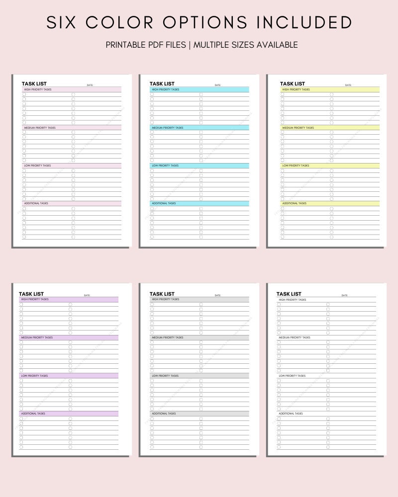 Priority Tasks List.pdf Priority Task List Printable: Blank Checklist Template (A4/A5/US Letter ...