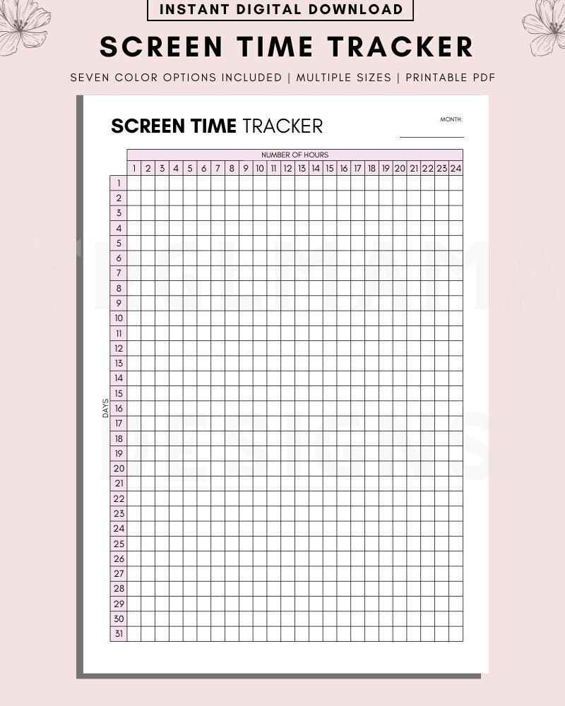 Screen Time Measuring Questionnaire.pdf Screen Time Tracker Printable: Daily & Monthly Habit Chart (PDF ...