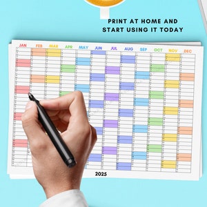 2025 Year Planner - Yearly Planner on 1 Page Landscape, Vertical ...