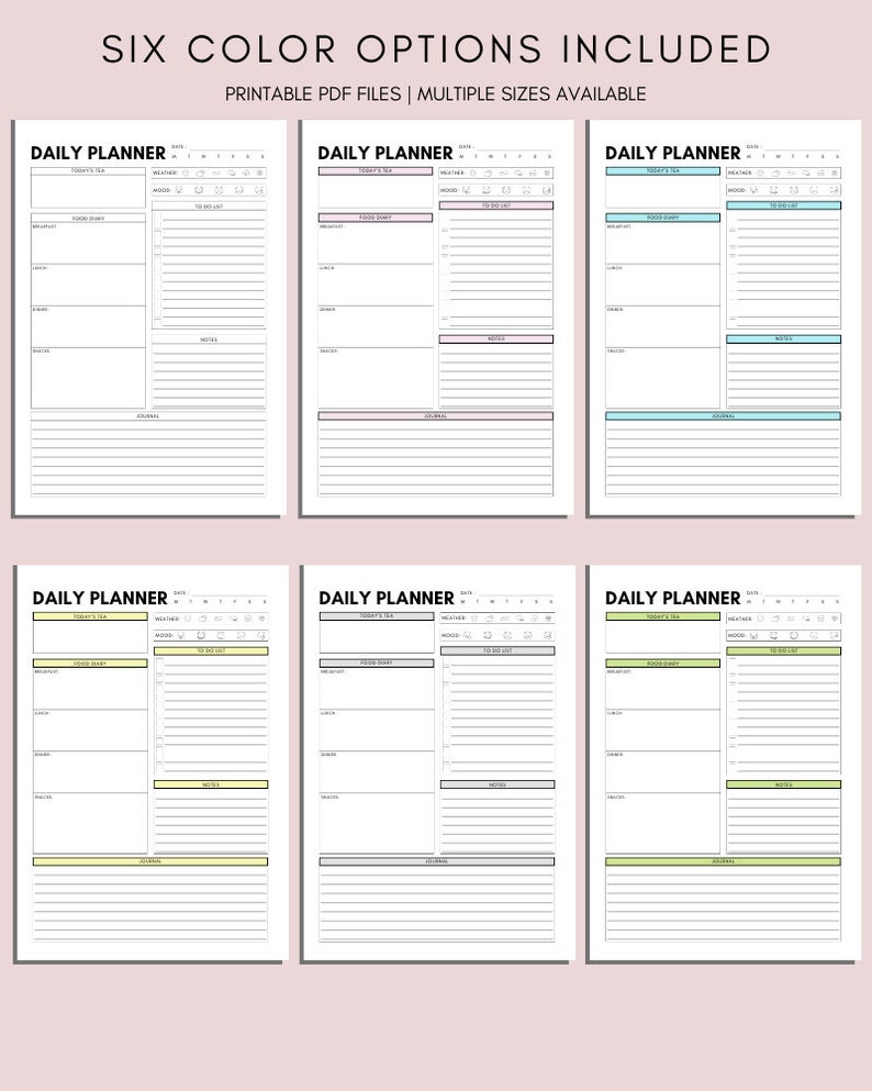 Undated Daily Planner Printable: A4 A5 Letter Sizes (PDF) - Etsy