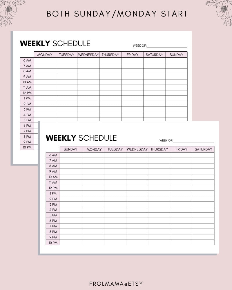 Hourly Weekly Planner Printable: Daily Schedule, A4 A5 Letter (PDF) - Etsy