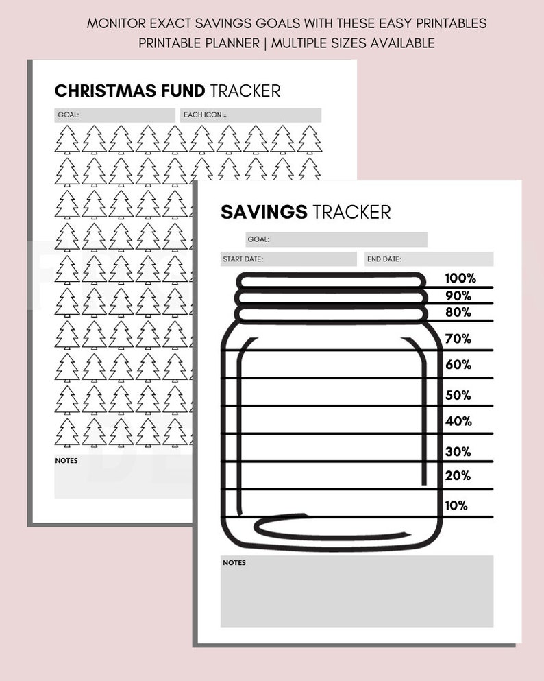 Percent Tracker Pdf Savings Tracker Printable Bundle: Emergency Fund, Savings Jar (PDF) - Etsy