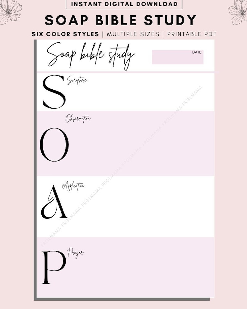 SOAP Bible Study Printable Template Scripture Observation - Etsy