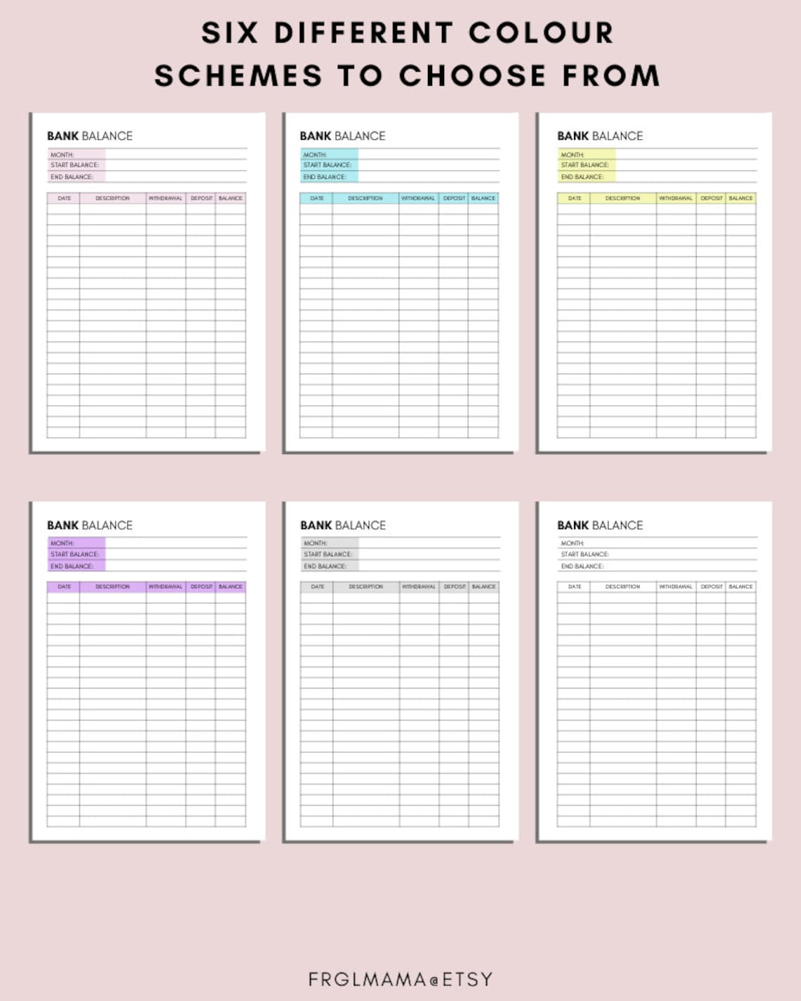 Bank Balance Printable Bank Account Log Savings Account - Etsy