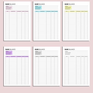 Bank Balance Printable, Bank Account Log, Savings Account Transactions ...