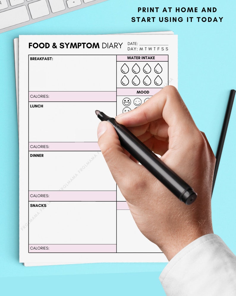 Daily Food & Symptom Diary Printable Printable Daily Food - Etsy