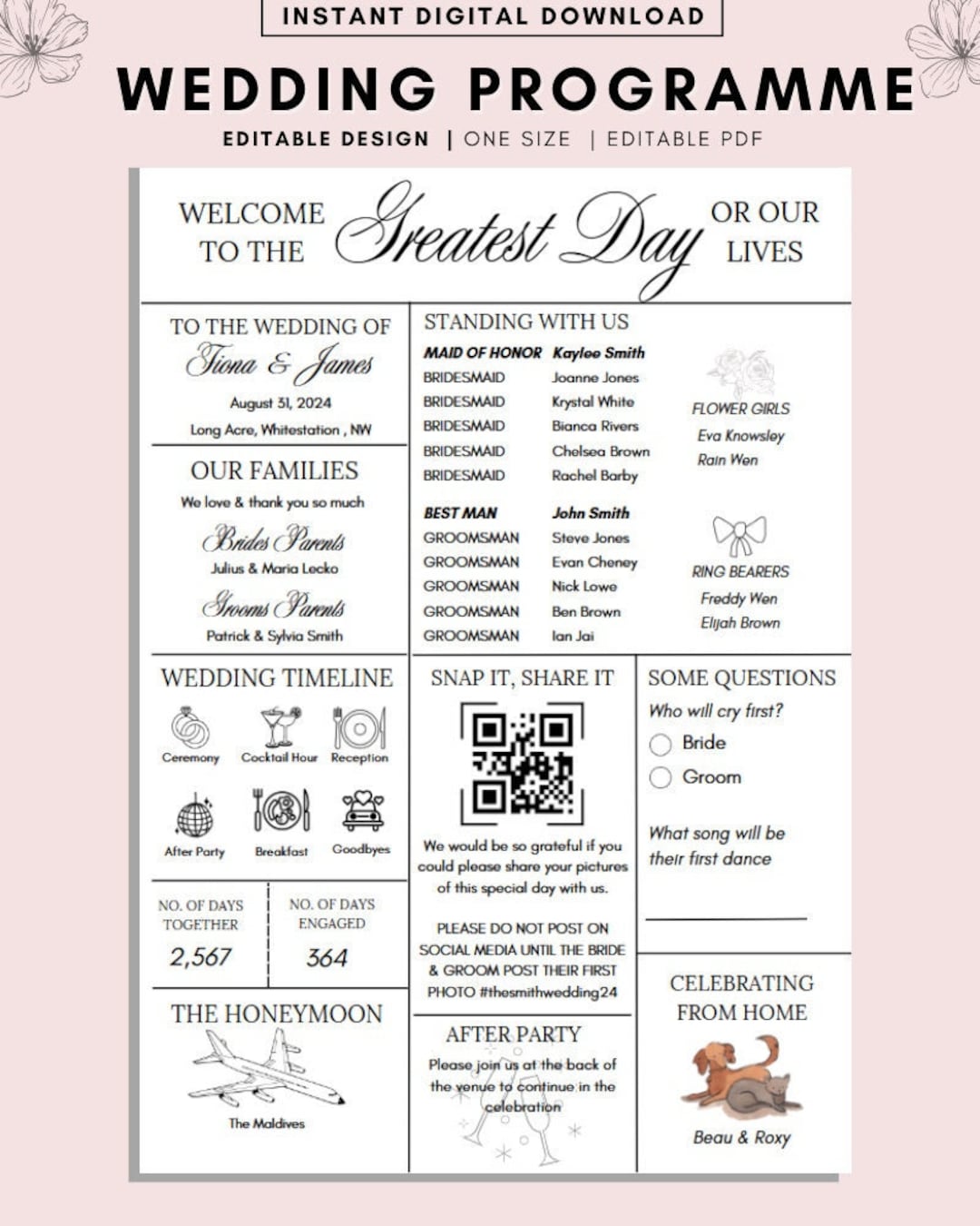 Wedding Program Infographic Template: Timeline & Checklist (canva ...