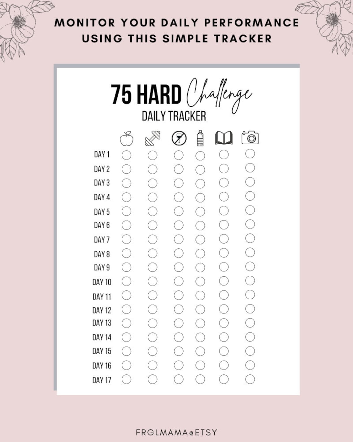 75 Hard Challenge Printable Free Printable World Holiday